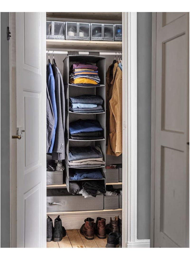 Storage with 6 Compartments Polyester Fabric & Polypropylene Plastic Dark Grey 35x45x125 cm