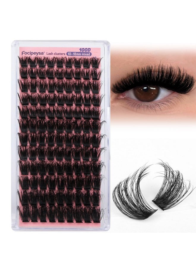 Fluffy Lash Clusters 100D Eyelash Clusters 10-18Mm Fluffy Volume Individual Lashes D Curl Cluster Eyelash Extensions Diy Lash Extension For Beginners