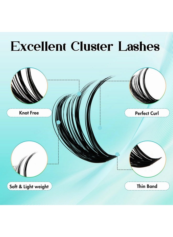 Lash Extension Kit Thick Lash Clusters Kit Fluffy Eyelash Clusters D Curl Eyelash Extension Kit With Lash Bond And Seal, Lash Tweezers, Diy Lash Extension Kit(80P-10-18Mm)