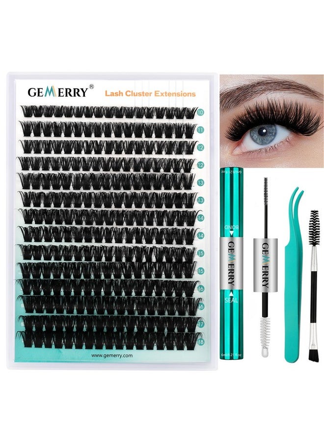 Lash Extension Kit Thick Lash Clusters Kit Fluffy Eyelash Clusters D Curl Eyelash Extension Kit With Lash Bond And Seal, Lash Tweezers, Diy Lash Extension Kit(80P-10-18Mm)