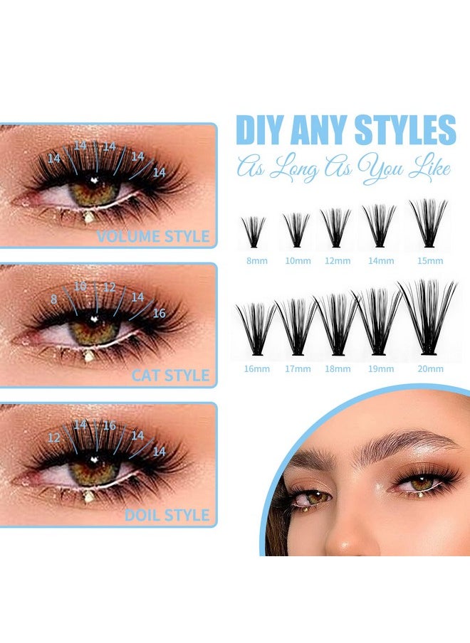 Individual Lashes 240Pcs Large Tray 0.07Mm 30P/40P C Curl Mix 8-16Mm Lash Clusters Soft&Fluffy Cluster Lashes Mink Lash Extension Clusters Mixed Tray False Lashes(30P/40P-C, 8-16 Mix)