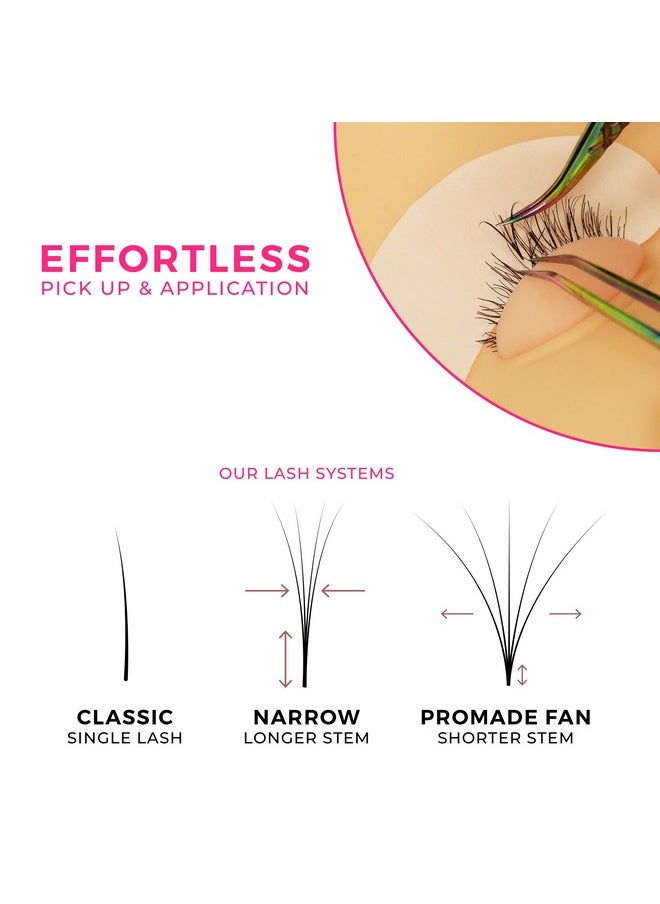 Lashfolio Triple Spike Promade Fans | Handmade Volume Eyelashes | Multi Selections From 5D To 10D | C Cc D Curl | 0.03~0.07 Mm | 8-13Mm Length | Long Lasting | Easy Application (7D-0.03 C 8-13Mm)