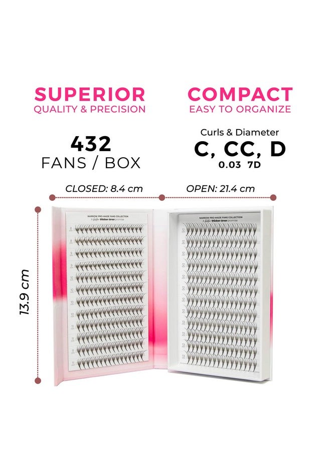 Lashfolio Triple Spike Promade Fans | Handmade Volume Eyelashes | Multi Selections From 5D To 10D | C Cc D Curl | 0.03~0.07 Mm | 8-13Mm Length | Long Lasting | Easy Application (7D-0.03 C 8-13Mm)