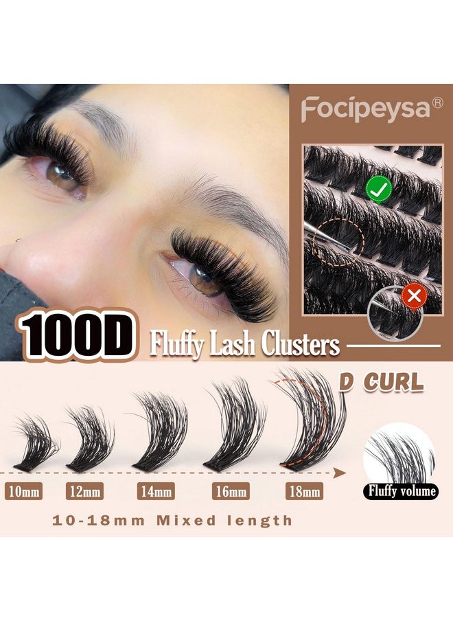 Elash Extension Kit Volume Lash Clusters Kit 10-18Mm Individual Lashes Clusters 100D Diy Lash Extension Kit 200Pcs Clusters Lash With Bond And Remover Lash Applicator By Focipeysa