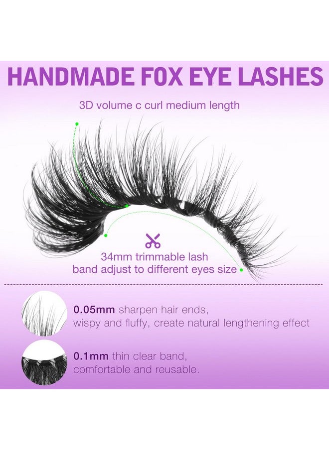 Ashe Clear Band Fox Eye Lashes Faux Mink Eyelashes Wispy False Eyelashes Cat Eye Lashes 3D Volume Strip Lashes Pack By Kiromiro