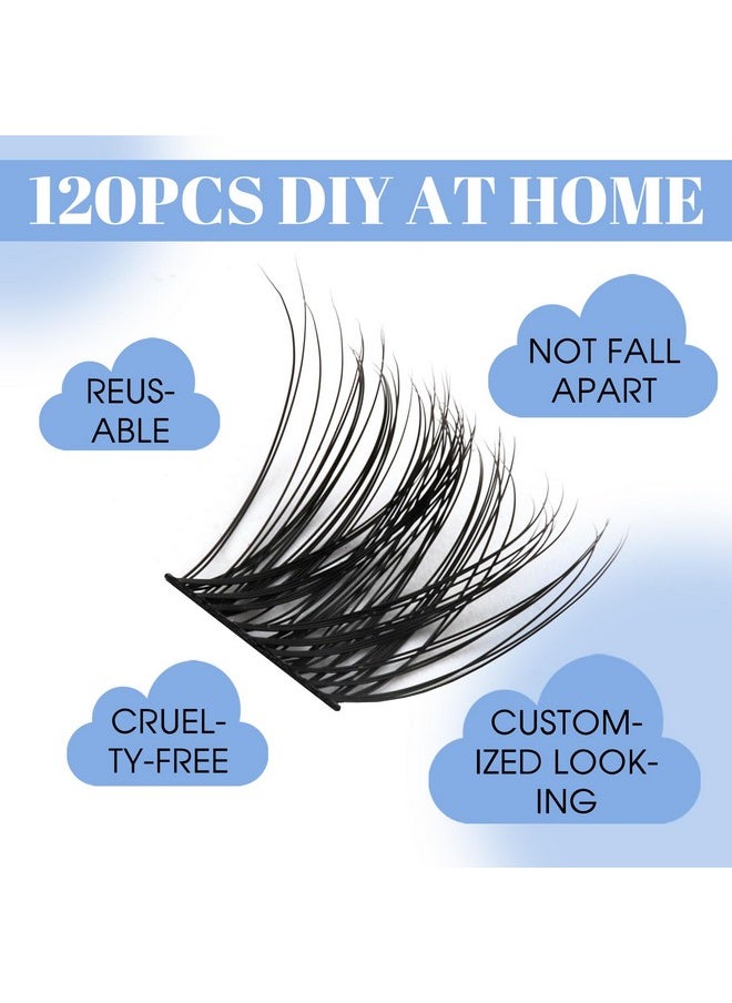 Lash Clusters 120 Cluster Lashes Individual Lashes Eyelash Clusters Lash Extension D Curl Lashes Mixed Tray 8-16Mm Cat Eye Diy Eyelash Extensions（C09-0.07D, Mix8-16）