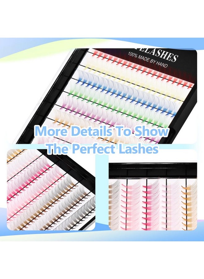 12 Colors Mix 240Pcs 10D Premade Fans Nature Long Volume Eye Lashes Extensions Soft And Light Weight Colorful Individual False Eyelashes Cluster 8-16Mm To Choose (14Mm)