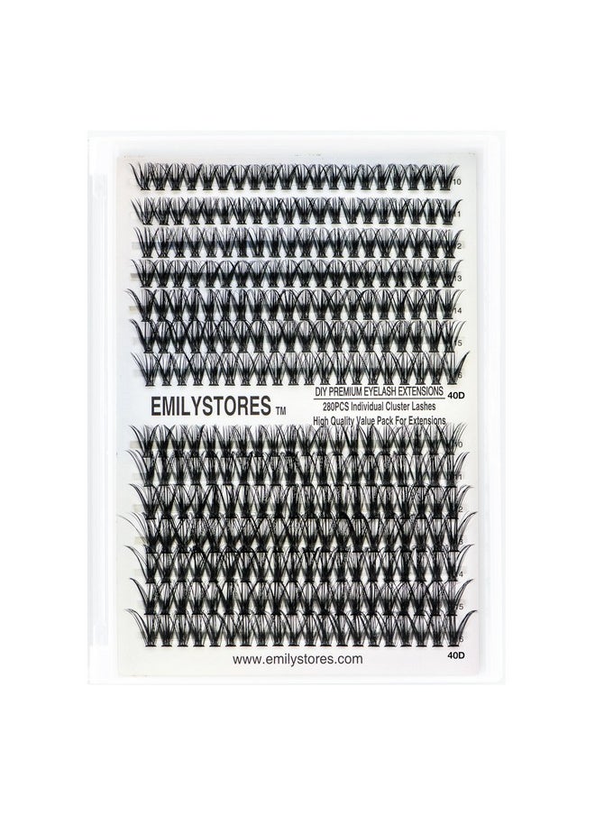 Lashes Extension Kit Diy 280Pcs Lash Clusters Eyelash Extension Kit, 10-16Mm Mix Sizes 80D Curl Individual Lashes Kit For Diy Eyelashes (80D)