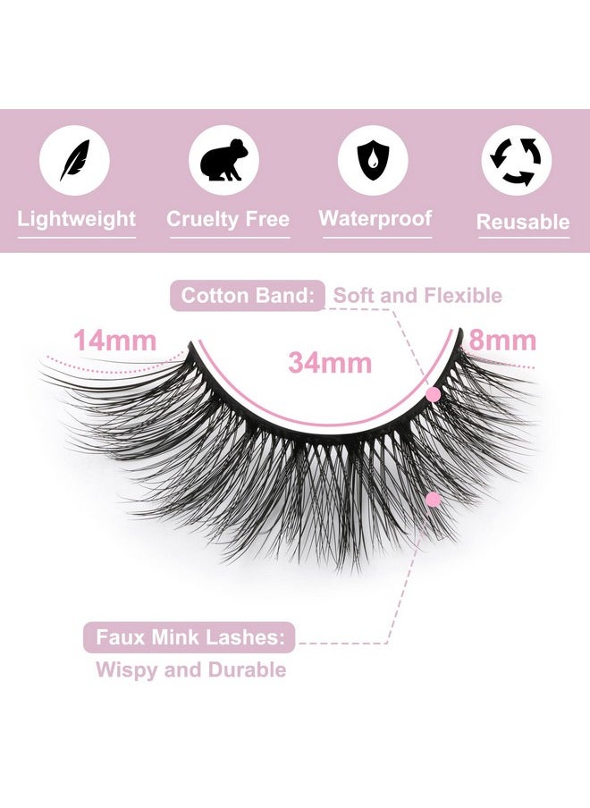 Elashes 14Mm Faux 3D Mink Lashes Natural Look Fluffy Cat Eye Wispy Lashes Pack By Kiromiro, 14 Pairs