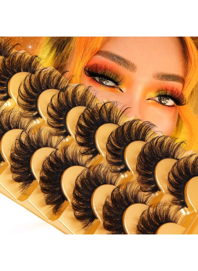 False Lashes Fluffy Mink Eyelashes 18Mm Lashes Pack 8D Mink Curly Faux Mink Lashes Volume Dramatic Lashes 8 Pairs