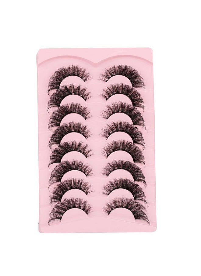 False Eyelashes Fluffy Cat Eye Lashes Pack Natural Look 3D Faux Mink Lashes Fox Eye Fake Eyelashes 8 Pairs