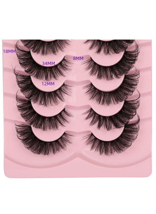 False Eyelashes Fluffy Cat Eye Lashes Pack Natural Look 3D Faux Mink Lashes Fox Eye Fake Eyelashes 8 Pairs