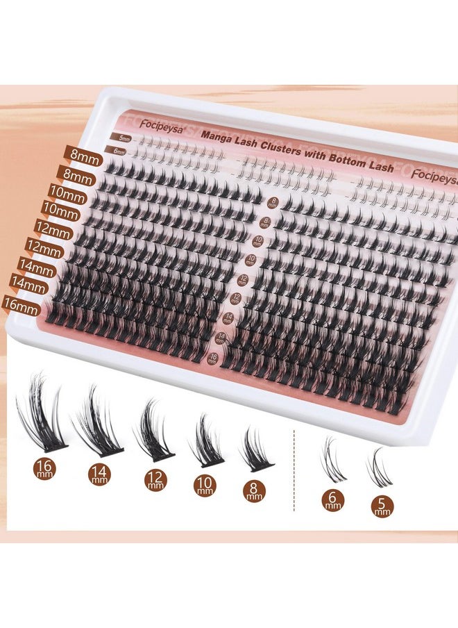 Manga Lash Clusters Wispy Eyelash Extensions 330Pcs Anime Lashes Extension Natural Eyelash Clusters 8-16Mm Individual Eyelash Extension Bottom Lashes