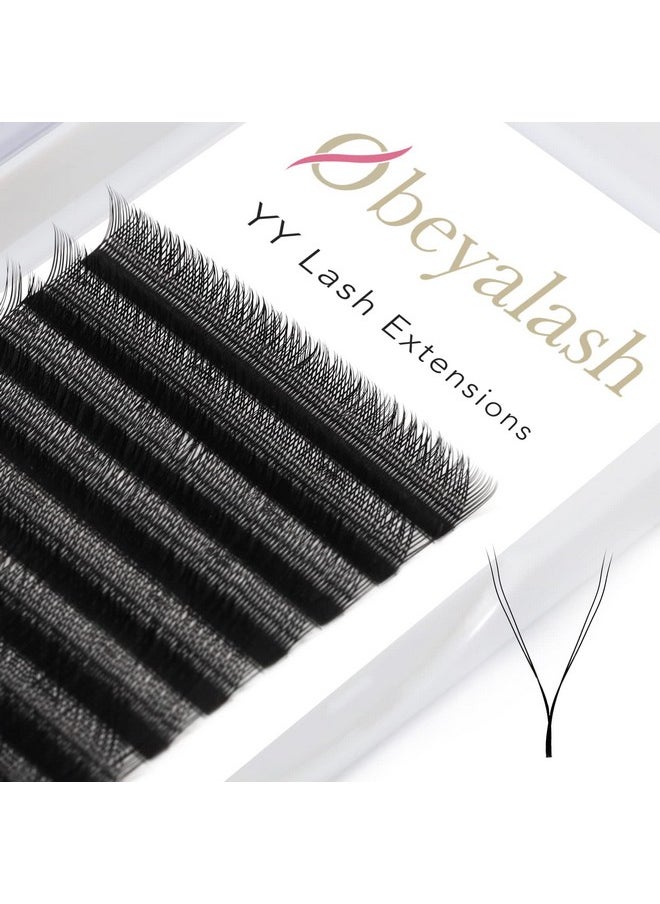 Obeya Y Lashes Extensions 2D Premade Fans Eyelash Extensions Weave Yy Shaped Tips Volume Lash Extensions, Quick Easy Application, Full Fluffy Volume Look, Long Lasting D Curl 0.07Mm 8-14Mm Mix Tray