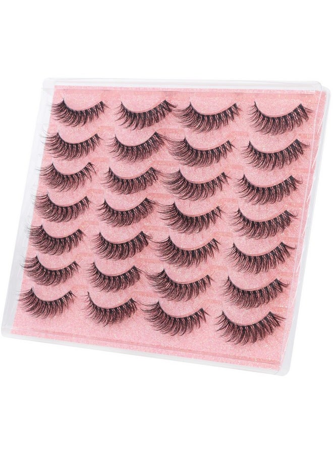 Lashes Wispy False Eyelashes Natural Look 14Mm Clear Band Lashes Fluffy Faux Mink Lashes Cat Eye Short Natural Fake Lashes Pack 14 Pairs