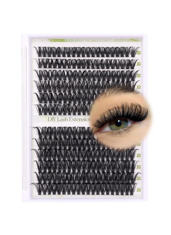 Lash Clusters Diy Lash Extensions 240Pcs 14-20Mm Individual Lashes Cluster Lashes Natural 40D D Curl Eyelash Extensions Faux Mink Individual Eyelashes