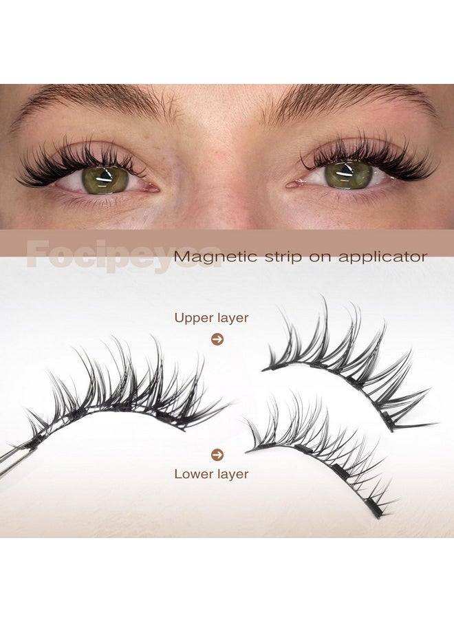 Magnetic Eyelashes Wispy Lashes No Glue Needed Magnetic False Lash With Applicator 1 Pair Natural Magnetic Eyelashes Magnetic Lashes Kit, Easy To Wear And Remove