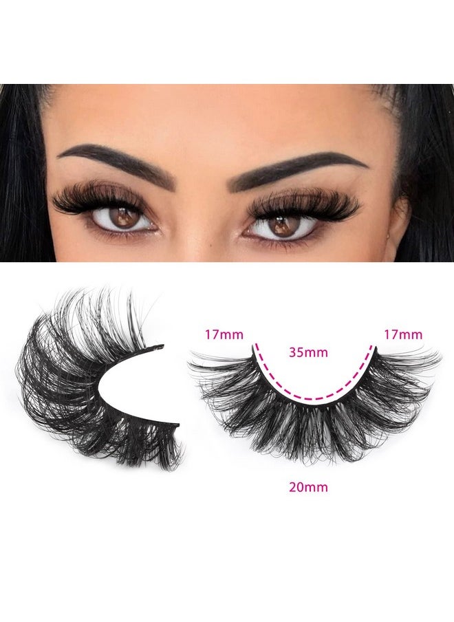 Lashes Mink Fluffy Wispy False Eyelashes 20Mm Dramatic Faux Mink Eyelashes D Curl Long Fake Lashes Pack Look Like Extension