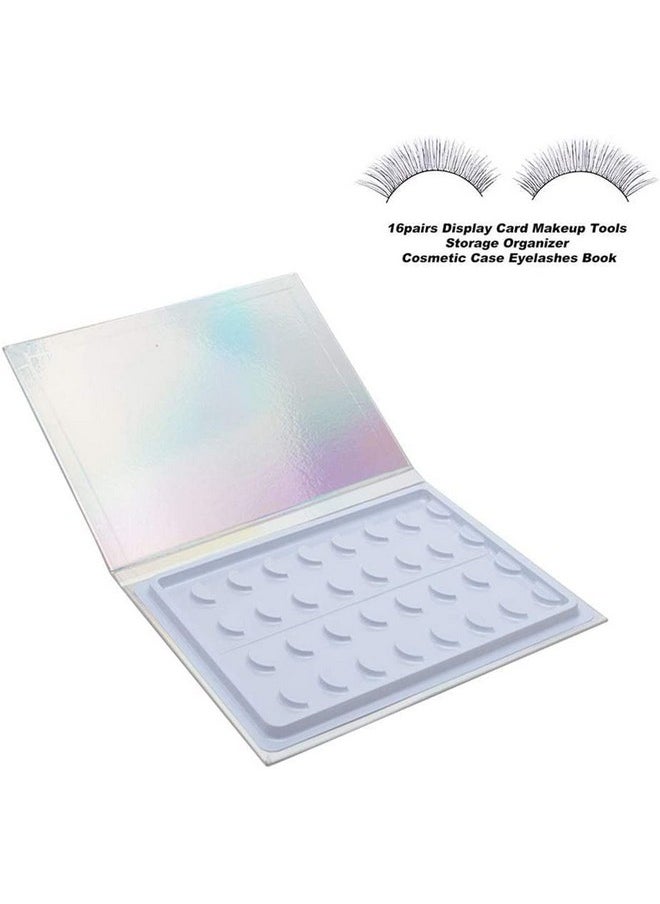 Empty Eyelash Storage Book, Glitter Lash Sample Protective Case False Eyelash Display Box Can Holds 16 Pairs False Eyelashes, Birthday Or Xmas Gift For Girls Makeup Lovers (Silver)