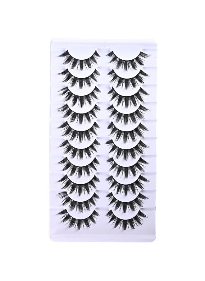 Manga Lashes Natural Short False Eyelashes Anime Eye Lash Fluffy Wispies Eyelash Natural Look 10 Pairs Fake Lashes Pack Volume Lash Strips Pestañas