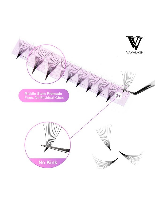 Eyelash Extensions 3D 4D 5D 6D 8D 9D 10D Thickness 0.07/0.1 C/D Curl Eyelashes Middle Stem Premade Fans Russian Volume Lash Extensions Supplies (Middle Stem 10D-0.07-D-8-15Mm)