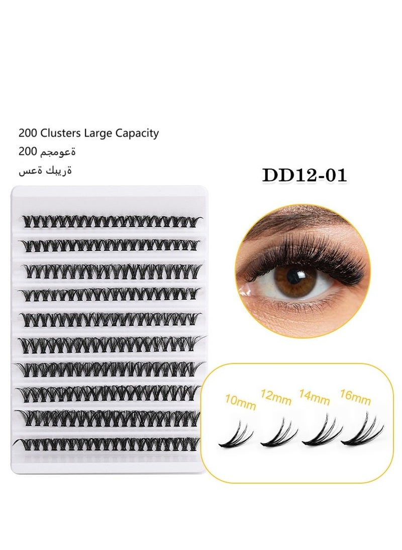 DIY Self Extension False Eyelash 40P Large Capacity 200 Single Cluster Extension Thick Segmented Eyelash