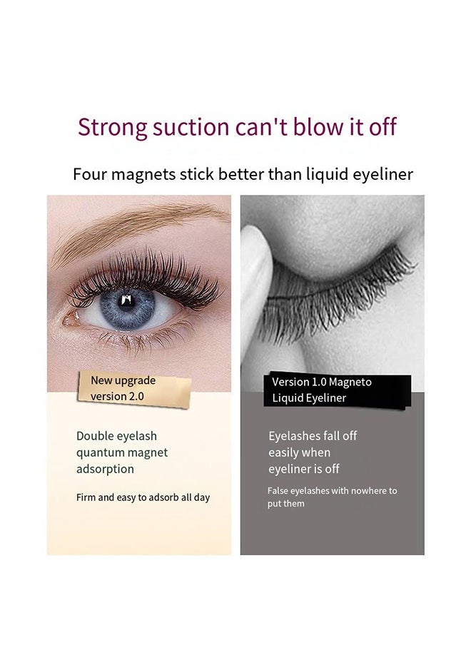 Magnetic Eyelashes without Eyeliner,3D Dual Magnetic Eyelashes Reusable Magnetic False Eyelashes with Tweezers No Glue Long-Lasting Waterproof Natural Look & Easy to Wear for Women