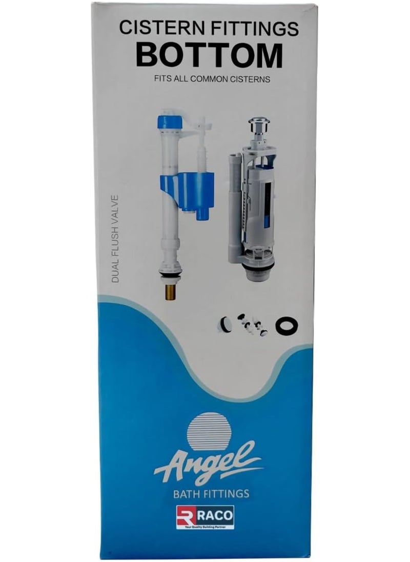 RACO Angel Cistern Fittings Universal Toilet Tank Repair Kit | Durable Fill Valve, Flush Valve, and Accessories| Efficient Water Flow and Leak Prevention ½ Inch (Bottom (CFBH2000))