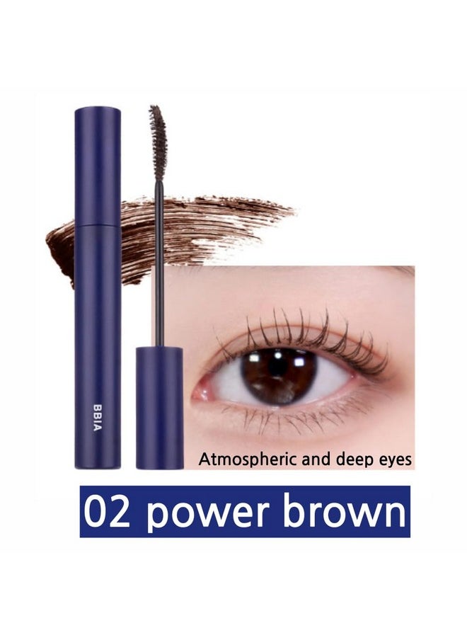 Bbia Never Die Mascara 2 Color - Power Volumizing & Lengthening, Curling, Fixing Lashes, Intense Length, Feathery Soft Full Lashes, No Smudging & Clumping, Waterproof, K-Beauty (02 Power Brown)