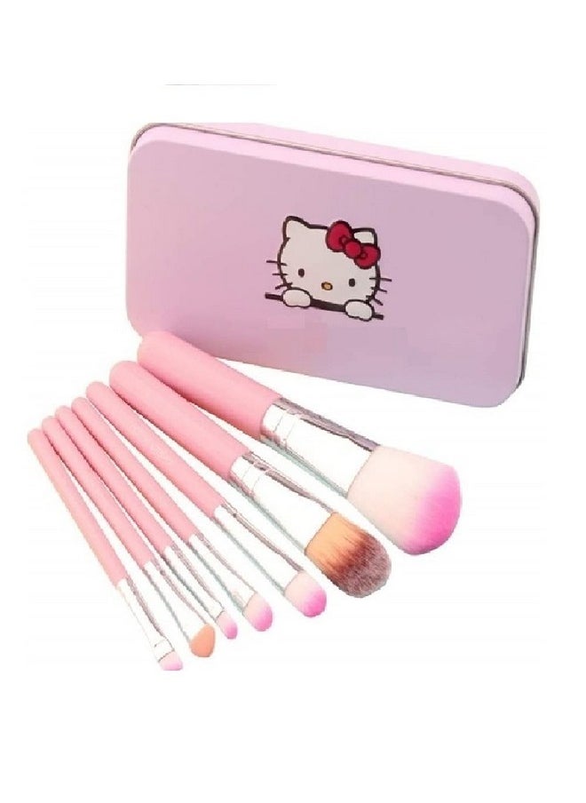 Fashion Makeup Kit For Girls + Premium Hello Kitty Makeup Brushes 7 Piece + Kelli Makeup Sponges 6 Piece + Eye Liner & Kajal & Mascara & Eye Brow Pencil (4In1) (6155 Combo)