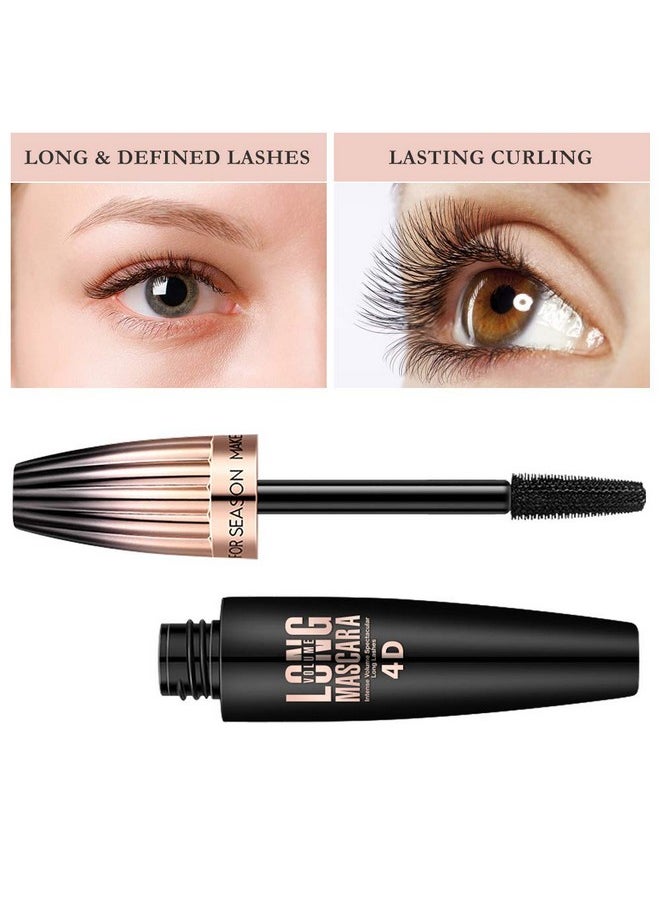 4D Silk Fiber Lash Mascara- Waterproof Mascara Black Volume And Length, Easily To Create Amazing Lashes For Thicker, Long Lasting And Curly Eyelashes