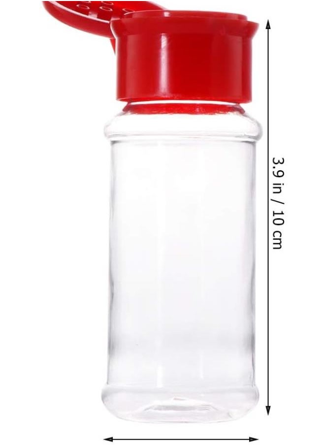 Plastic Spice Jar with Shaker Lids 24pcs Salt Pepper Shakers Seasoning Jar Barbecue Condiment Jar Bottles Cruet Container,Perfect for Storing Spice, Herbs and Powders(Red)