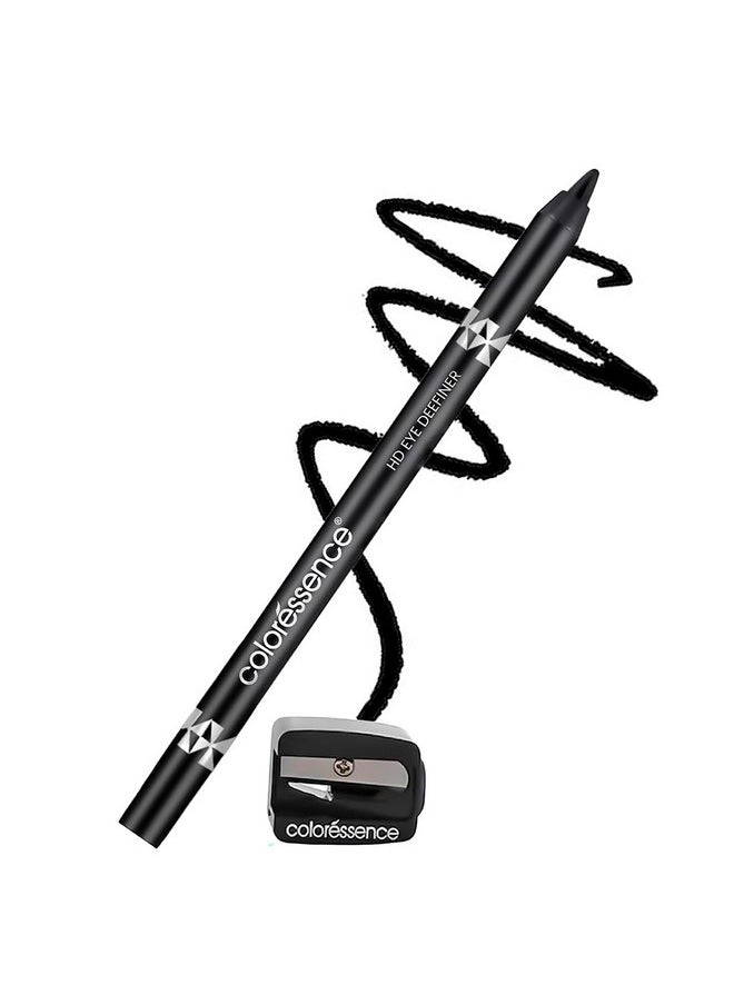 Hd Kohl Pencil Eye Definer Waterproof Lightweight Charcoal Long Lasting Smudge Proof Kajal With Free Sharpener - Black