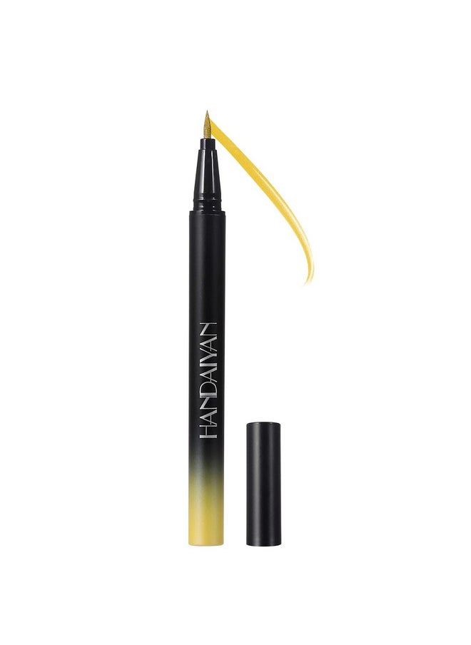 Liquid Eyeliner Pen, Waterproof Eyeliner Long-Lasting Eyeliner, Metallic-Eyeliner Easy To Use, White Black Red Brown Purple Colorful Eyeliner (Yellow)