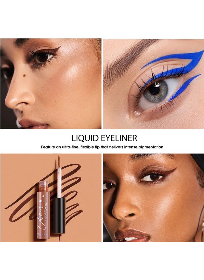 10 Colors Liquid Matte Eyeliner White Black Blue Brown Colored Liner Waterproof Bright Colorful Rainbow Eyeliner Pencil Quick Dry Eyes Makeup Kit (Matte Eyeliner)