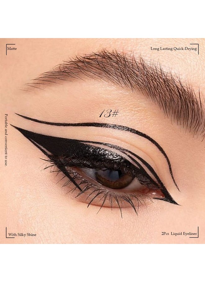 2Pcs White Black Liquid Eyeliner Set Waterproof White Eye Liners For Women Eyes Wing Eyeliner Stamps Shapes Colored Eyeliner Delineador De Ojos A Prueba De Agua Contra El Agua Blanco Para Ojos