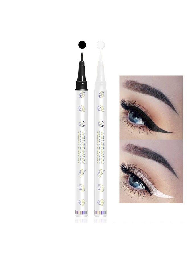 White Eyeliner & Black Eyeliner Set, Waterproof Liquid Eyeliner Quick Drying Long-Lasting Eye Liners For Women Makeup Tool Easy To Use Eyeliner Liquid Set