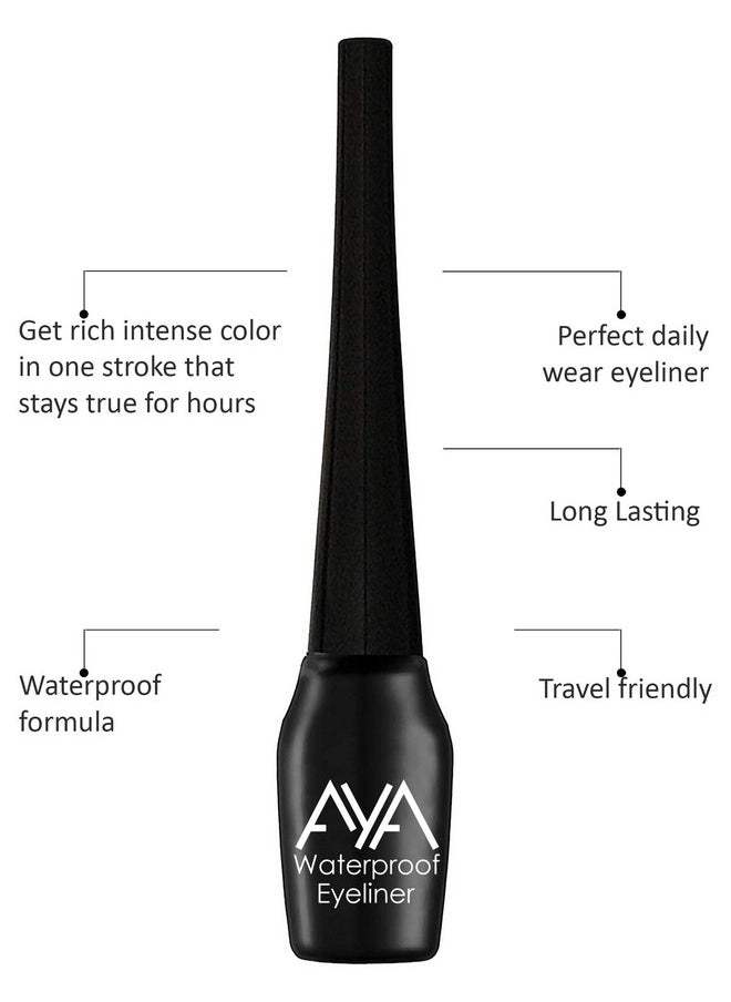 Waterproof & Long Lasting Eyeliner, Set Of 4 (Black, Brown, Blue, Green), 20 Ml - Gel, Metallic