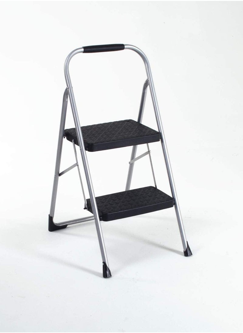 2-Step Ladder, Folding Metal Step Stool for Adults, Portable Steel Step Ladder, Wide Anti-Slip Pedal, Lightweight and Sturdy