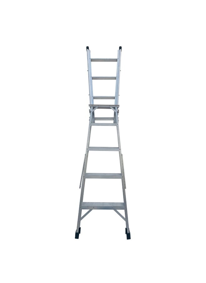 Dual Purpose Aluminum Ladder - Lightweight, Telescoping Ladder for Home, Office & Outdoor Use | 5 Steps Folding Ladder with Anti-Slip Design | Heavy-Duty Multi-Use Ladder | 1.5 Meters