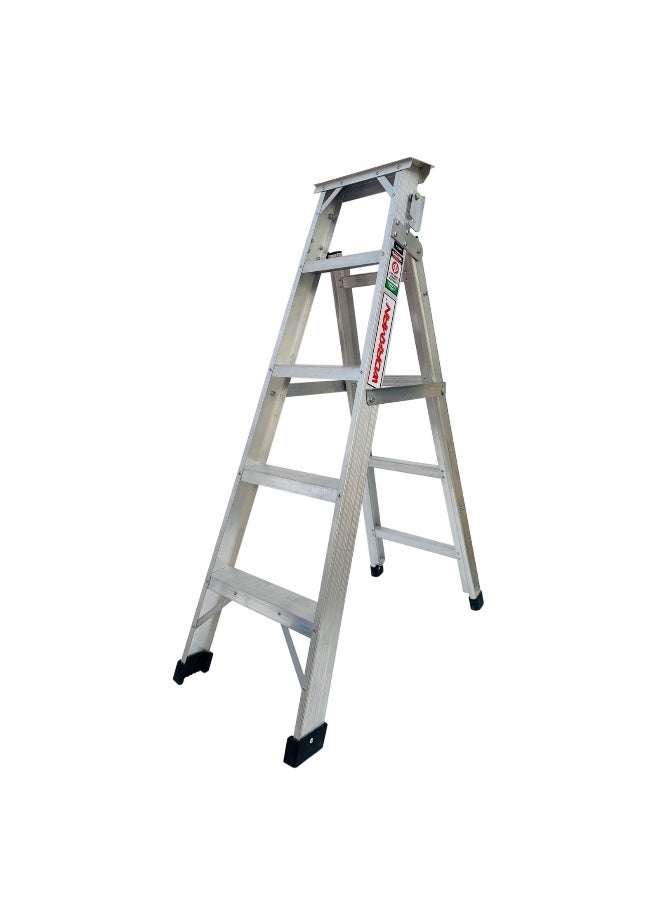 Dual Purpose Aluminum Ladder - Lightweight, Telescoping Ladder for Home, Office & Outdoor Use | 5 Steps Folding Ladder with Anti-Slip Design | Heavy-Duty Multi-Use Ladder | 1.5 Meters