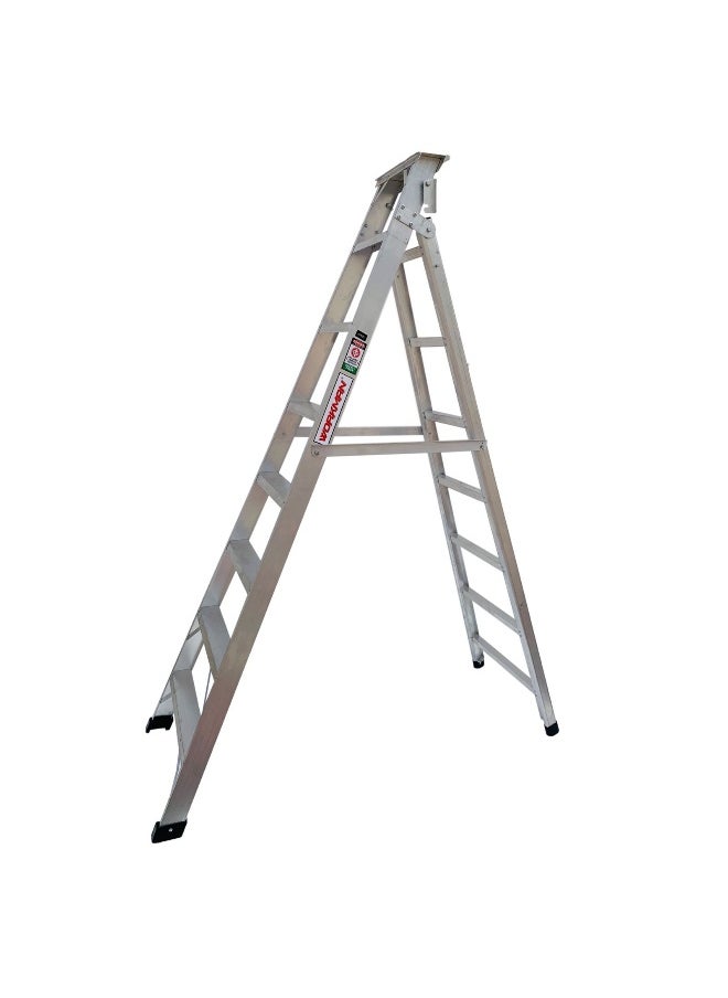 Dual Purpose Aluminum Ladder - Lightweight, Telescoping Ladder for Home, Office & Outdoor Use | 8 Steps Folding Ladder with Anti-Slip Design | Heavy-Duty Multi-Use Ladder | 2.4 Meters