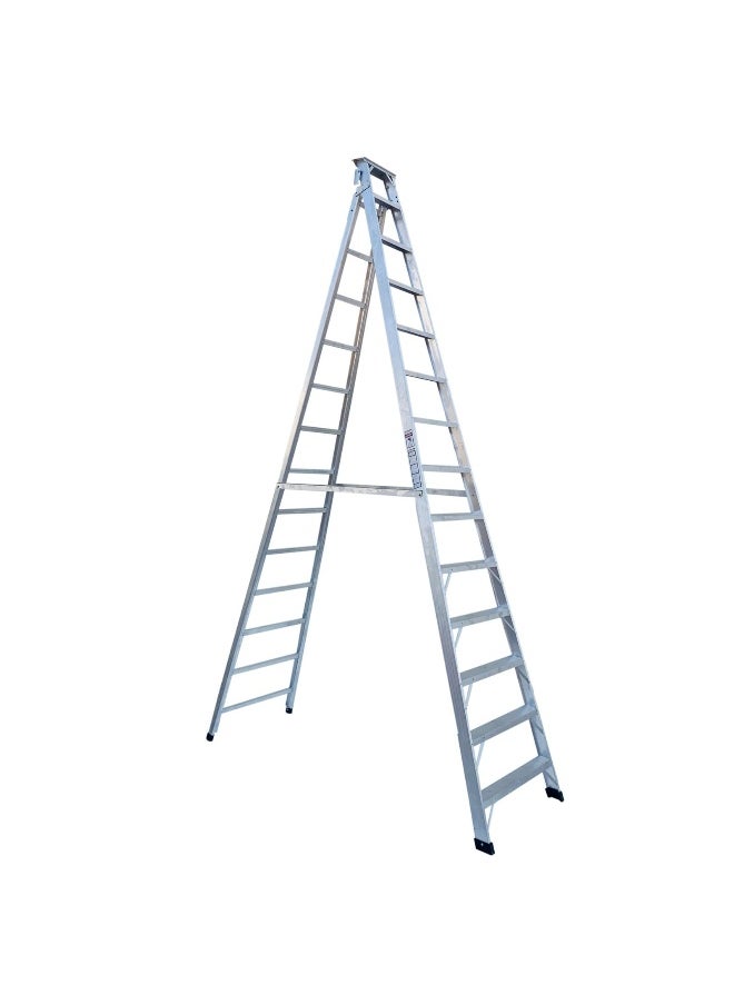 Dual Purpose Aluminum Ladder - Lightweight, Telescoping Ladder for Home, Office & Outdoor Use | 14 Steps Folding Ladder with Anti-Slip Design | Heavy-Duty Multi-Use Ladder | 4 Meters