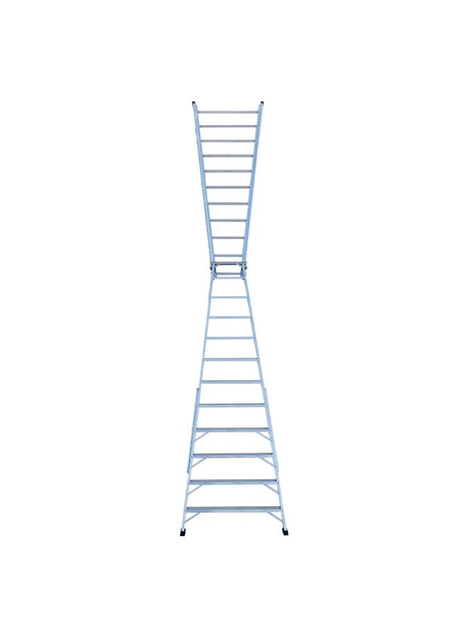 Dual Purpose Aluminum Ladder - Lightweight, Telescoping Ladder for Home, Office & Outdoor Use | 14 Steps Folding Ladder with Anti-Slip Design | Heavy-Duty Multi-Use Ladder | 4 Meters