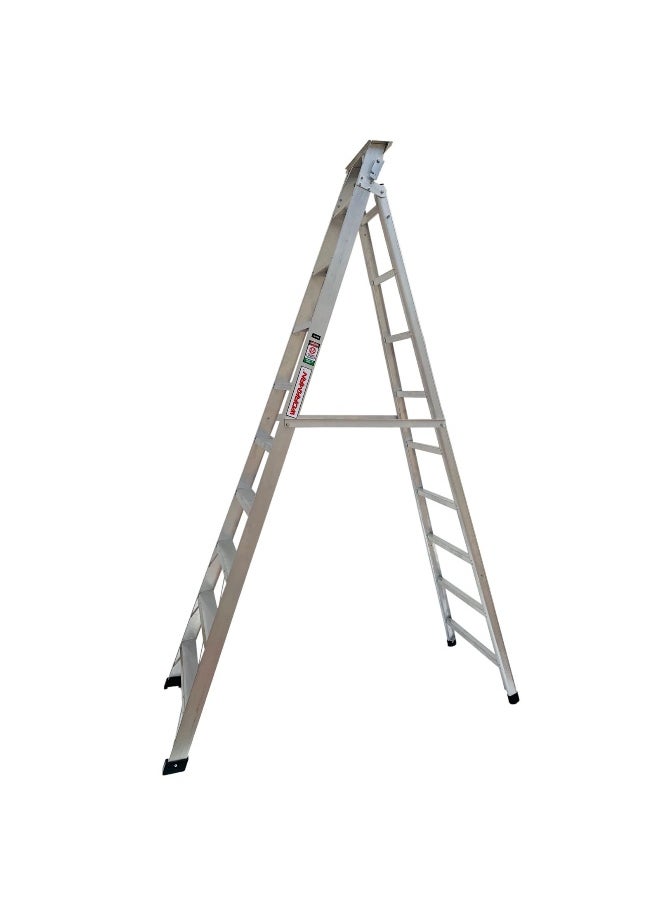 Dual Purpose Aluminum Ladder - Lightweight Ladder for Home, Office & Outdoor Use | 10 Steps Folding Ladder with Anti-Slip Design | Heavy-Duty Multi-Use Ladder | 3 Meters