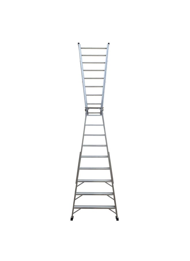 Dual Purpose Aluminum Ladder - Lightweight Ladder for Home, Office & Outdoor Use | 10 Steps Folding Ladder with Anti-Slip Design | Heavy-Duty Multi-Use Ladder | 3 Meters