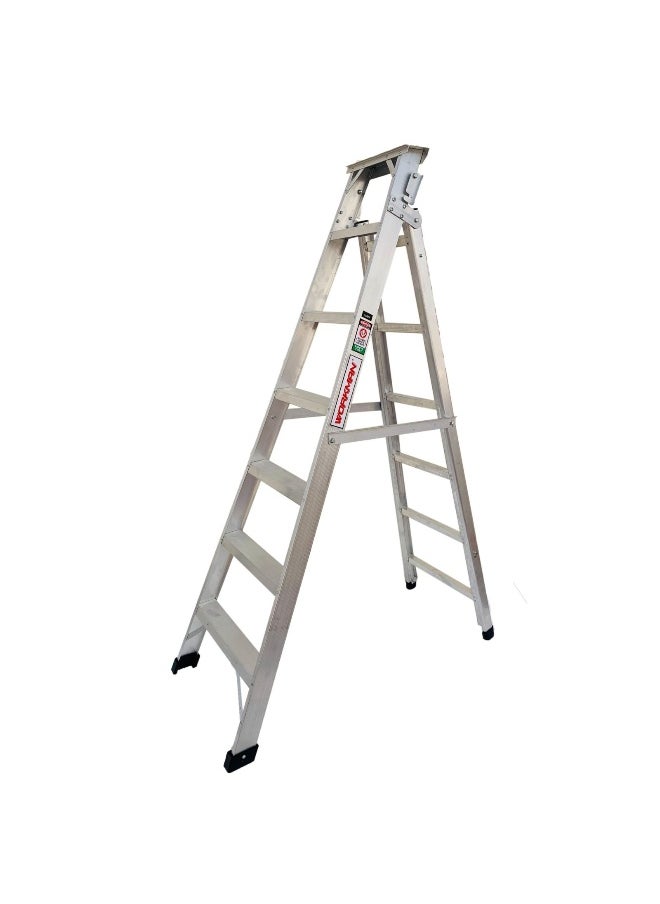 Dual Purpose Aluminum Ladder - Lightweight, Telescoping Ladder for Home, Office & Outdoor Use | 7 Steps Folding Ladder with Anti-Slip Design | Heavy-Duty Multi-Use Ladder | 2 Meters