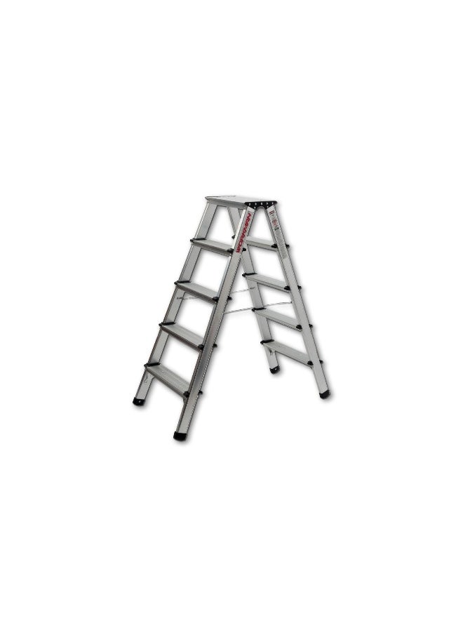 Aluminum Double Sided Ladder 5 Steps – Lightweight, Sturdy, and Compact for Home and Office Use | 2 Meter