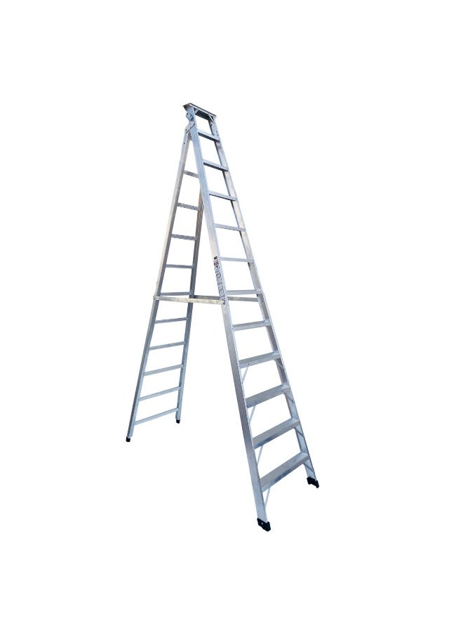 Dual Purpose Aluminum Ladder - Lightweight, Telescoping Ladder for Home, Office & Outdoor Use | 12 Steps Folding Ladder with Anti-Slip Design | Heavy-Duty Multi-Use Ladder | 3.53 Meters