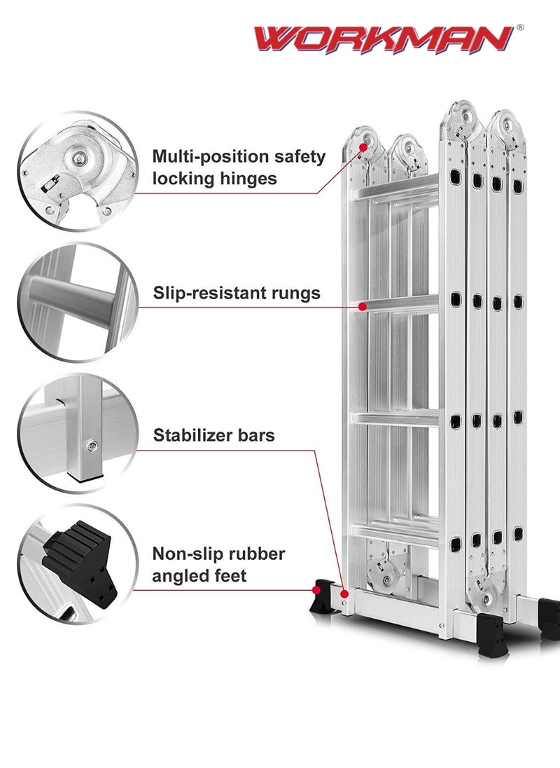 Aluminum Ladder Multi-Purpose 4x4 – Lightweight, Versatile, and Heavy-Duty for Home and Professional Use | 4.16 Meter